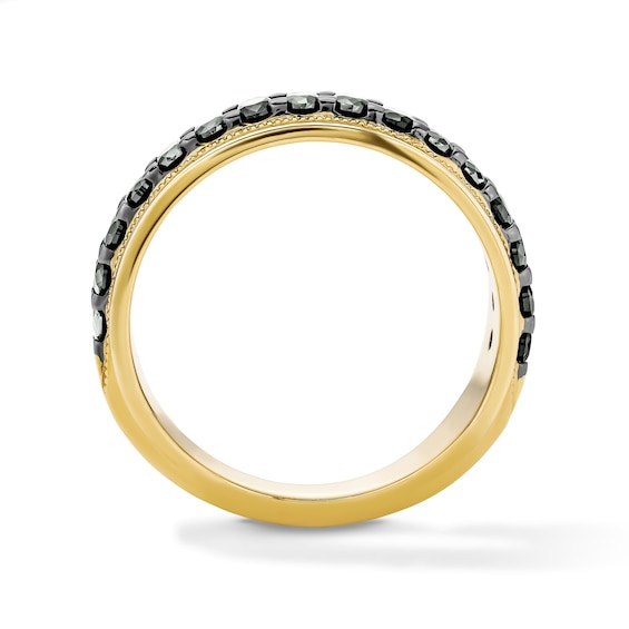 1 CT. T.w. Black Diamond Milgrain Wedding Band in 10K Gold with Black Rhodium
