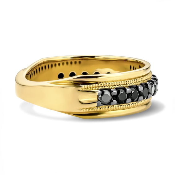 1 CT. T.w. Black Diamond Milgrain Wedding Band in 10K Gold with Black Rhodium