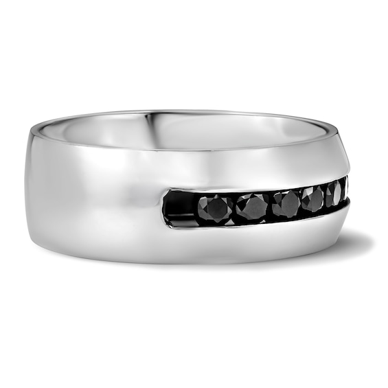 1 CT. T.w. Black Diamond Channel-Set Wedding Band in 10K Gold