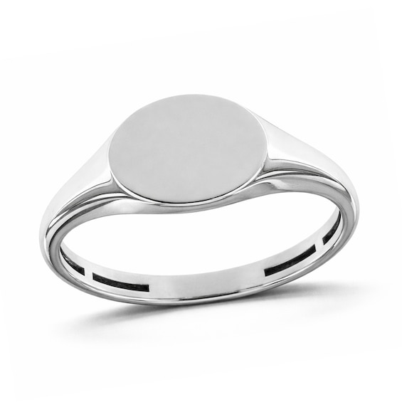 Round Signet Ring in Semi-Solid Sterling Silver - Size 7