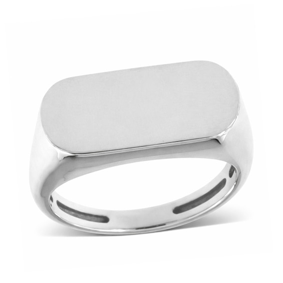 Rectangular Signet Ring in Semi-Solid Sterling Silver - Size 7