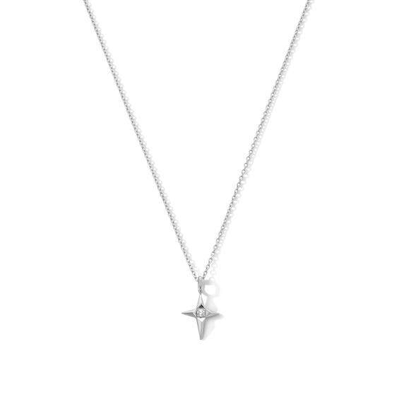 Lab-Grown Diamond Accent Cross Necklace in Sterling Silver (F/Vs2) - 18"