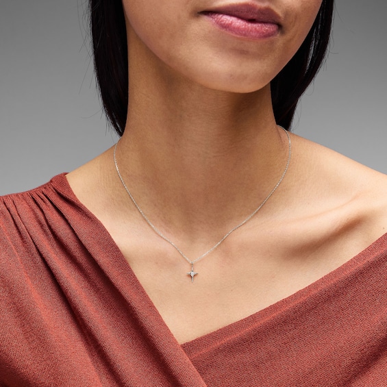 Lab-Grown Diamond Accent Cross Necklace in Sterling Silver (F/Vs2) - 18"