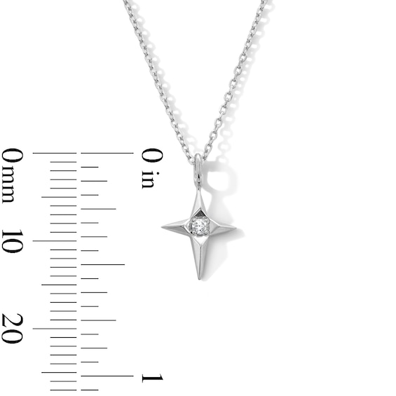 Lab-Grown Diamond Accent Cross Necklace in Sterling Silver (F/Vs2) - 18"