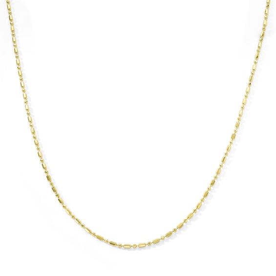 1.2mm Rondelle Bead Chain Necklace in Solid 10K Gold - 18"