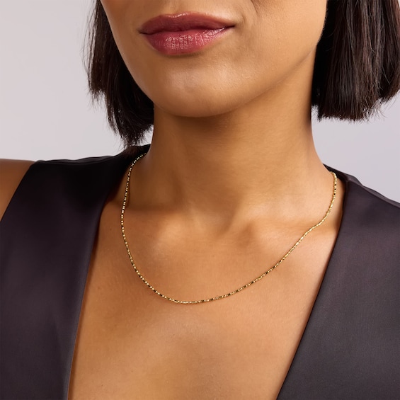 1.2mm Rondelle Bead Chain Necklace in Solid 10K Gold - 18"