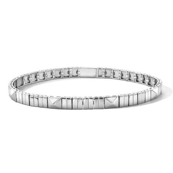 5.3mm Geometric Link Bracelet in Solid Sterling Silver - 6.5"