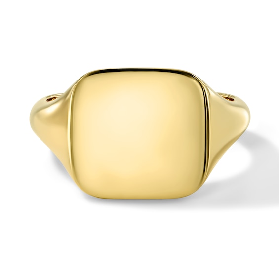 Cushion-Shaped Polished Signet Ring in 10K Gold