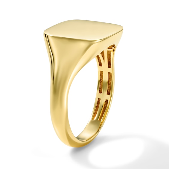 Cushion-Shaped Polished Signet Ring in 10K Gold