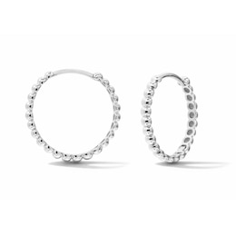 17mm Beaded Huggie Hoop Earrings in Semi-Solid Sterling Silver