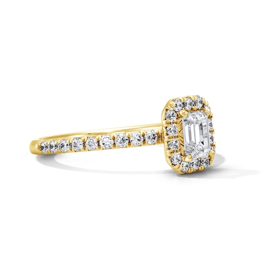 Classic Everlasting 1 CT. T.w. Emerald-Cut Certified Lab-Grown Diamond Frame Engagement Ring in 14K Gold (F/Vs2)