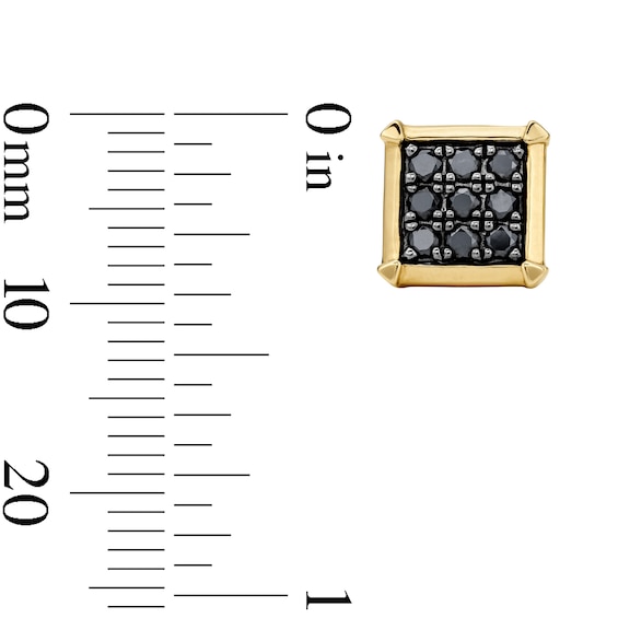 1/4 CT. T.w. Black Multi-Diamond Square Stud Earrings in 10K Gold