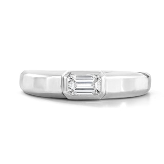 1/3 CT. T.W. Emerald-Cut Lab-Grown Diamond Solitaire Ring in Sterling Silver (F/VS2)