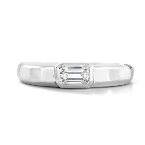 1/3 CT. T.w. Emerald-Cut Lab-Grown Diamond Solitaire Ring in Sterling Silver (F/Vs2)