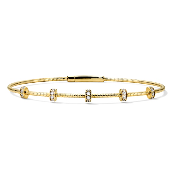 1/4 CT. T.w. Lab-Grown Diamond Rondelle Flexible Banlge in 10K Gold (F/Vs2) - 7.0"