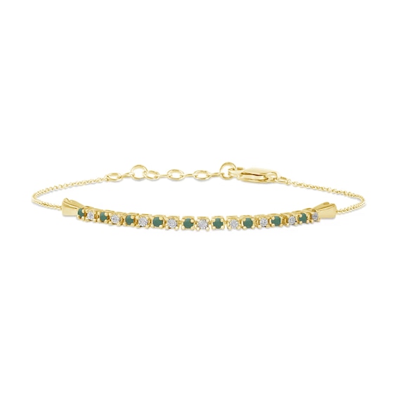 Emerald and Diamond Accent Bracelet in 10K Gold - 7.25"