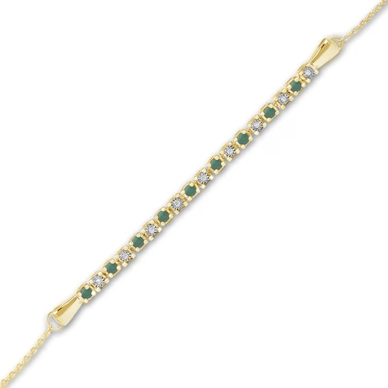 Emerald and Diamond Accent Bracelet in 10K Gold - 7.25"