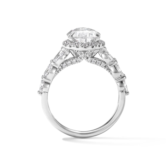 3 CT. T.w. Pear-Shaped Certified Lab-Grown Diamond Frame Engagement Ring in 14K White Gold (F/Vs2)