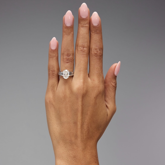 4-1/4 CT. T.w. Oval Certified Lab-Grown Diamond Hidden Frame Engagement Ring in 14K White Gold (F/Vs2)