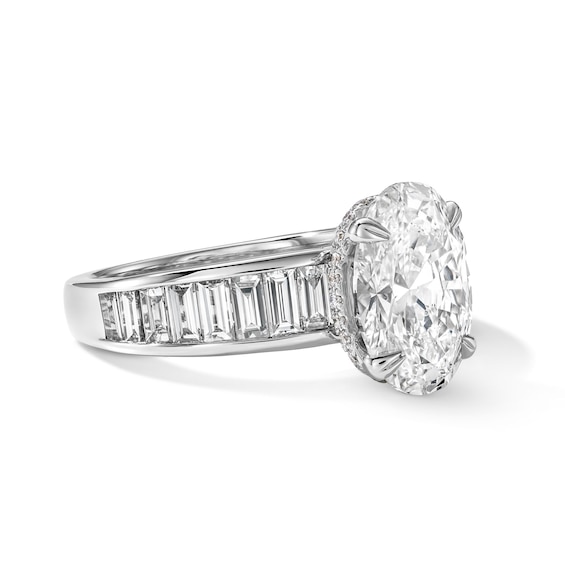4-1/4 CT. T.w. Oval Certified Lab-Grown Diamond Hidden Frame Engagement Ring in 14K White Gold (F/Vs2)