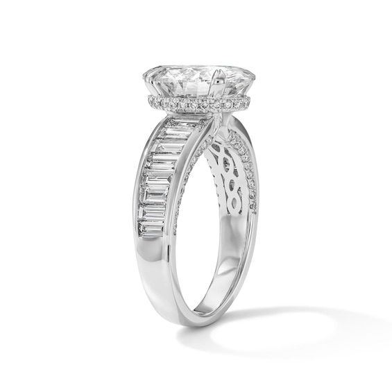 4-1/4 CT. T.w. Oval Certified Lab-Grown Diamond Hidden Frame Engagement Ring in 14K White Gold (F/Vs2)