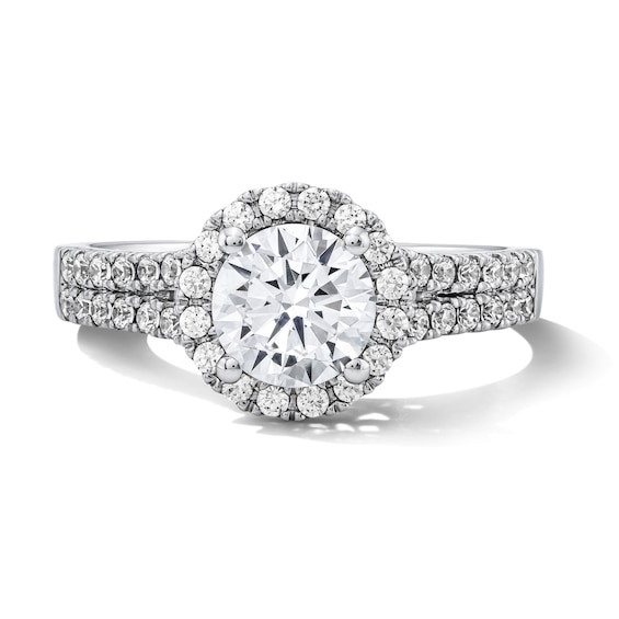 1-3/8 CT. T.w. Certified Lab-Grown Diamond Halo Ring in 14K White Gold (F/Vs2)