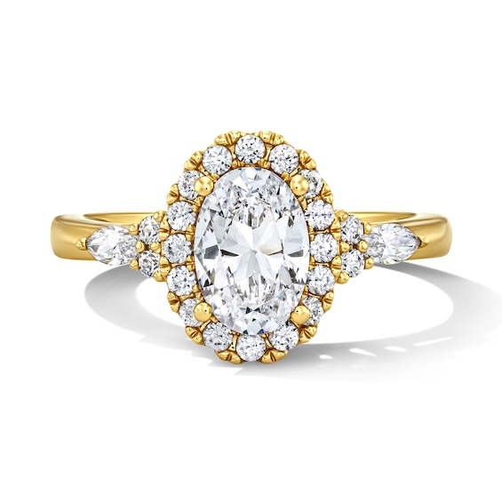 1-3/8 CT. T.w. Oval Certified Lab-Grown Diamond Frame Engagement Ring in 14K Gold (F/Vs2)