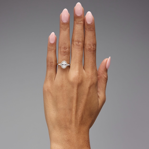 1-3/8 CT. T.w. Oval Certified Lab-Grown Diamond Frame Engagement Ring in 14K Gold (F/Vs2)