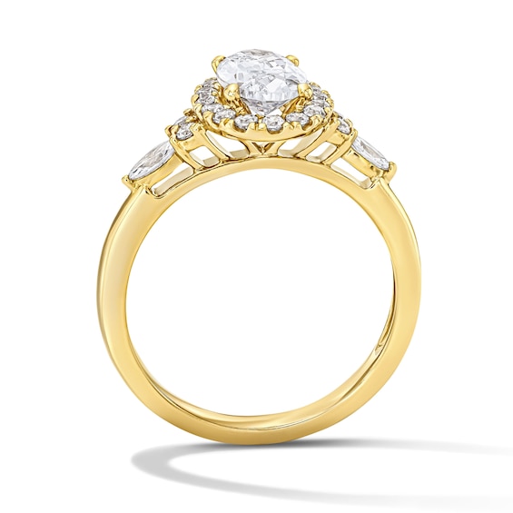 1-3/8 CT. T.w. Oval Certified Lab-Grown Diamond Frame Engagement Ring in 14K Gold (F/Vs2)