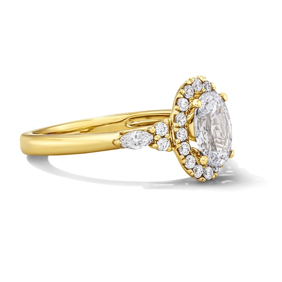 1-3/8 CT. T.w. Oval Certified Lab-Grown Diamond Frame Engagement Ring in 14K Gold (F/Vs2)
