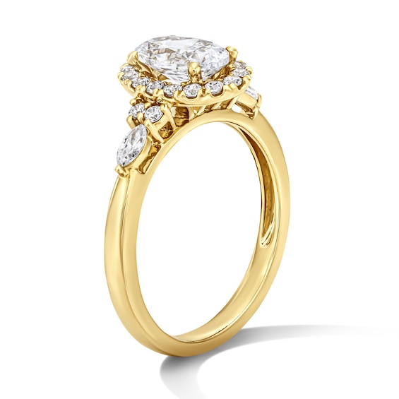 1-3/8 CT. T.w. Oval Certified Lab-Grown Diamond Frame Engagement Ring in 14K Gold (F/Vs2)