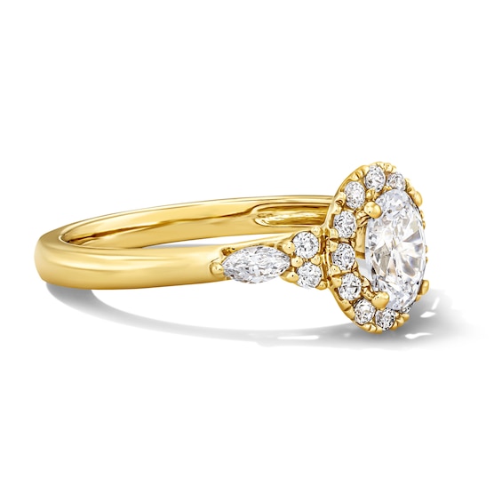 7/8 CT. T.w. Oval Certified Lab-Grown Diamond Frame Engagement Ring in 14K Gold (F/Vs2)