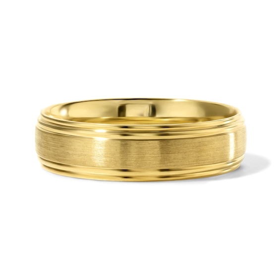 6.0mm Brushed Stepped Wedding Band in 10K Gold