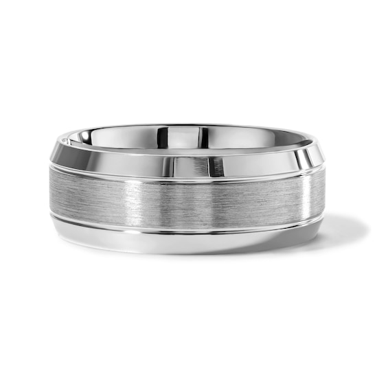 8.0mm Brushed Center Wedding Band in 10K Gold