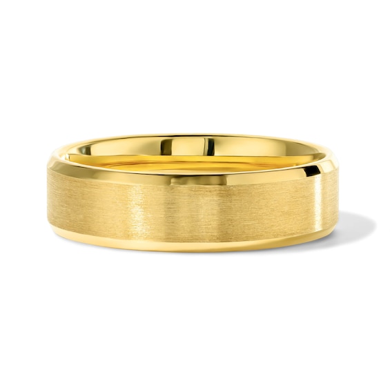 6.0mm Brushed Beveled Wedding Band in 10K Gold