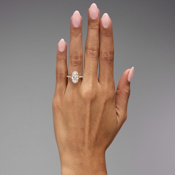 3-1/2 CT. T.w. Oval Certified Lab-Grown Diamond Frame Engagement Ring in 14K Yellow Gold (F/Vs2)