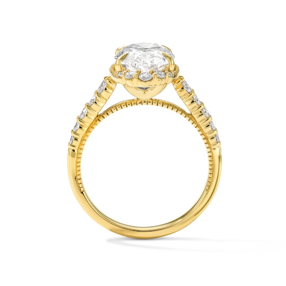 3-1/2 CT. T.w. Oval Certified Lab-Grown Diamond Frame Engagement Ring in 14K Yellow Gold (F/Vs2)