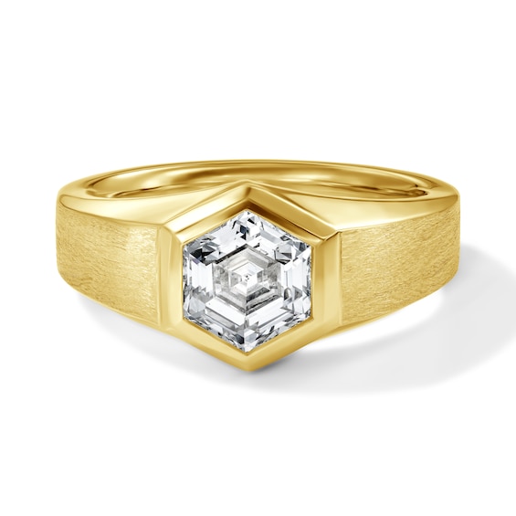 2 CT. T.w. Hexagon Step-Cut Certified Lab-Grown Diamond Signet Ring in Sterling Silver with 10K Gold Plate (F/Vs2)