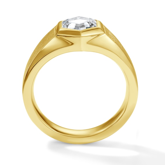 2 CT. T.w. Hexagon Step-Cut Certified Lab-Grown Diamond Signet Ring in Sterling Silver with 10K Gold Plate (F/Vs2)