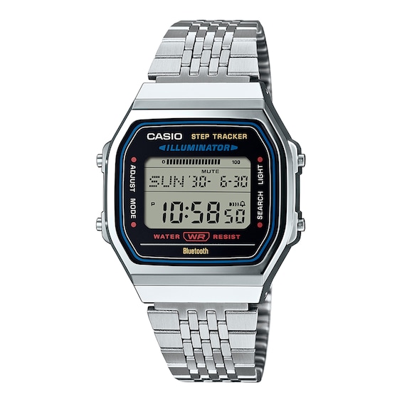 Men's Casio Vintage Resin Digital Watch with Black Dial and Stainless Steel Bracelet (Model: Abl100We-1Avt)