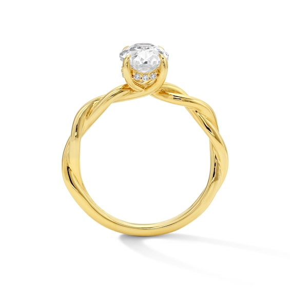 1-1/2 CT. T.w. Oval Certified Lab-Grown Diamond Solitaire Twist Shank Engagement Ring in 14K Gold (F/Vs2)
