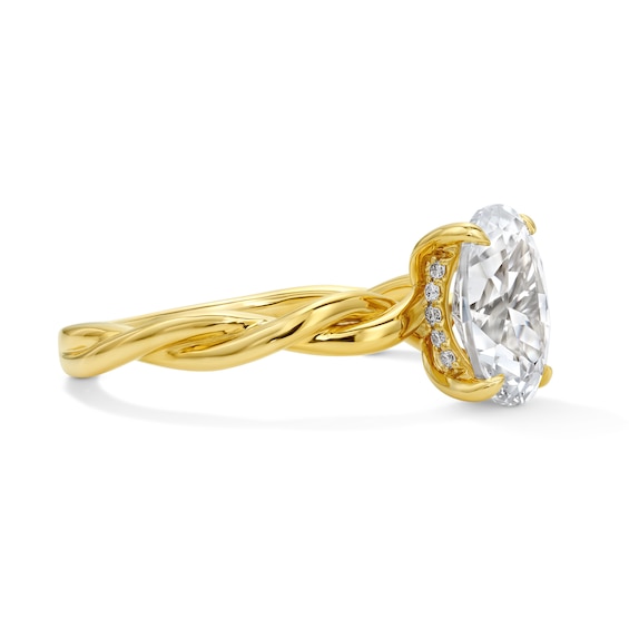 1-1/2 CT. T.w. Oval Certified Lab-Grown Diamond Solitaire Twist Shank Engagement Ring in 14K Gold (F/Vs2)