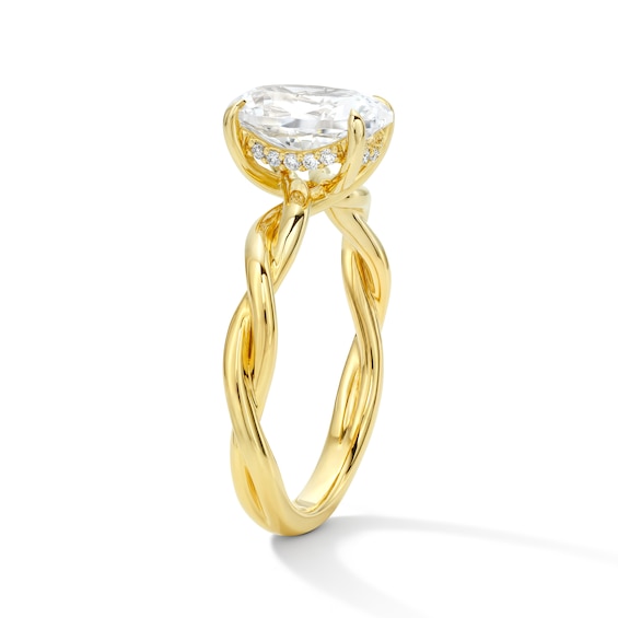 1-1/2 CT. T.w. Oval Certified Lab-Grown Diamond Solitaire Twist Shank Engagement Ring in 14K Gold (F/Vs2)