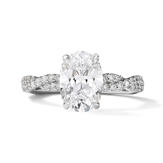 3 CT. T.w. Oval Certified Lab-Grown Diamond Engagement Ring in 14K White Gold (F/Vs2)