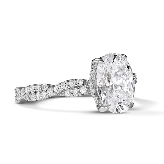 3 CT. T.w. Oval Certified Lab-Grown Diamond Engagement Ring in 14K White Gold (F/Vs2)