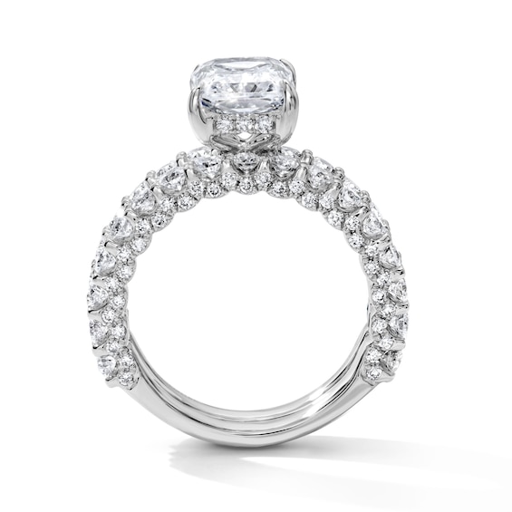 Vera Wang Love Collection 5-1/5 CT. T.w. Radiant-Cut Certified Lab-Grown Diamond and Blue Sapphire Bridal Set in 14K White Gold (F/Vs2)