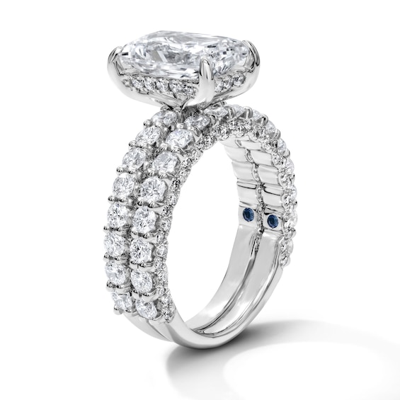 Vera Wang Love Collection 5-1/5 CT. T.w. Radiant-Cut Certified Lab-Grown Diamond and Blue Sapphire Bridal Set in 14K White Gold (F/Vs2)
