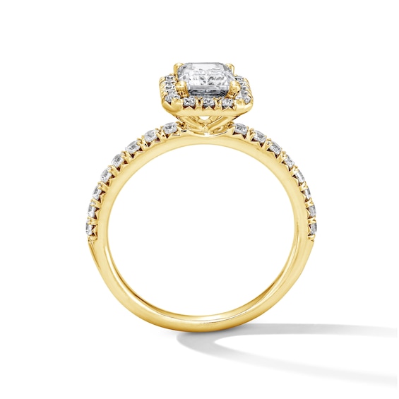 Classic Everlasting 1-1/2 CT. T.w. Emerald-Cut Certified Diamond Frame Engagement Ring in 14K Gold (G/I1)