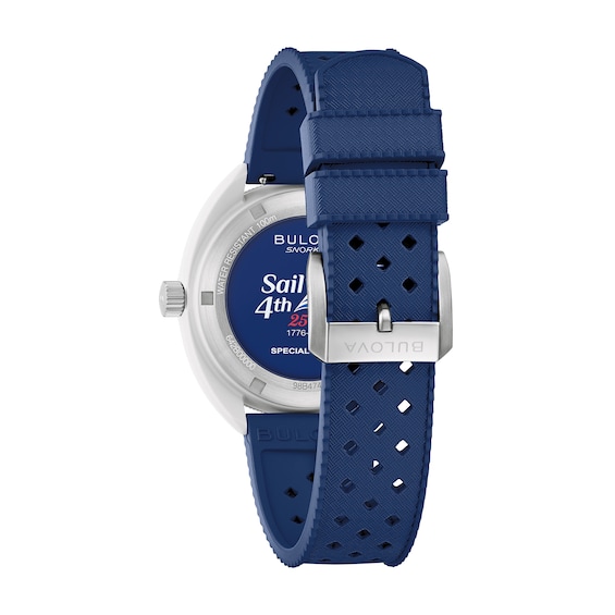Men's Bulova Snorkel Sail 4th Special Edition White Ceramic and Stainless Steel Watch with Red Dial (Model: 98B474)