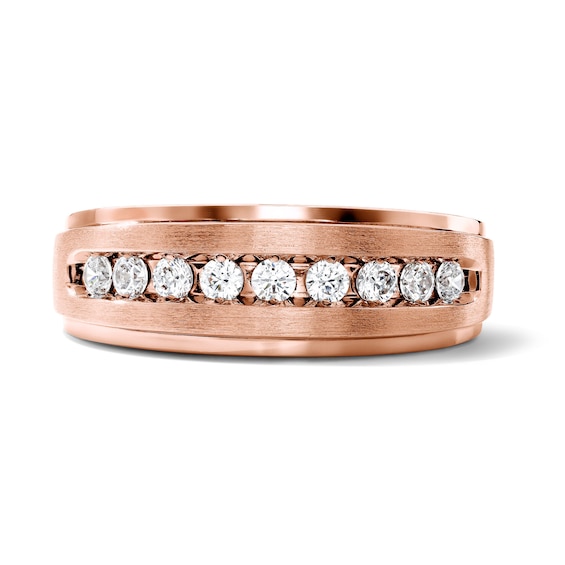 1/4 CT. T.w. Diamond Stepped Edge Band in 10K Rose Gold